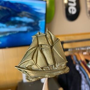 Vintage SHIP WITH SAILS Solid Brass Belt Buckle 1978 SAILBOAT  SAILING